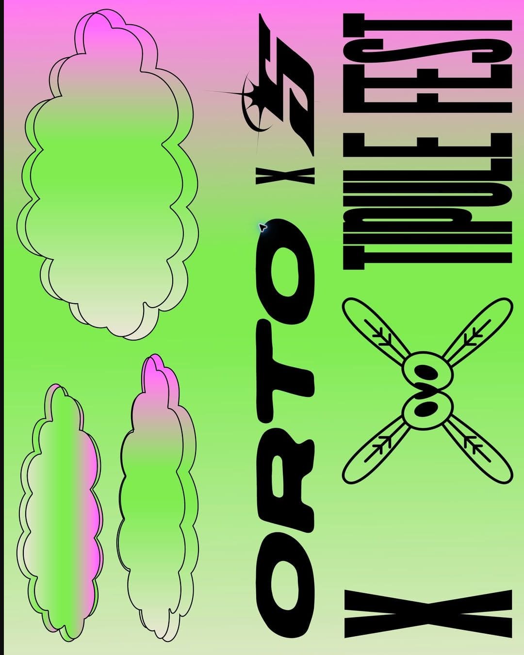 Grafica verde e rosa della collaborazione Orto per Tipule Fest
